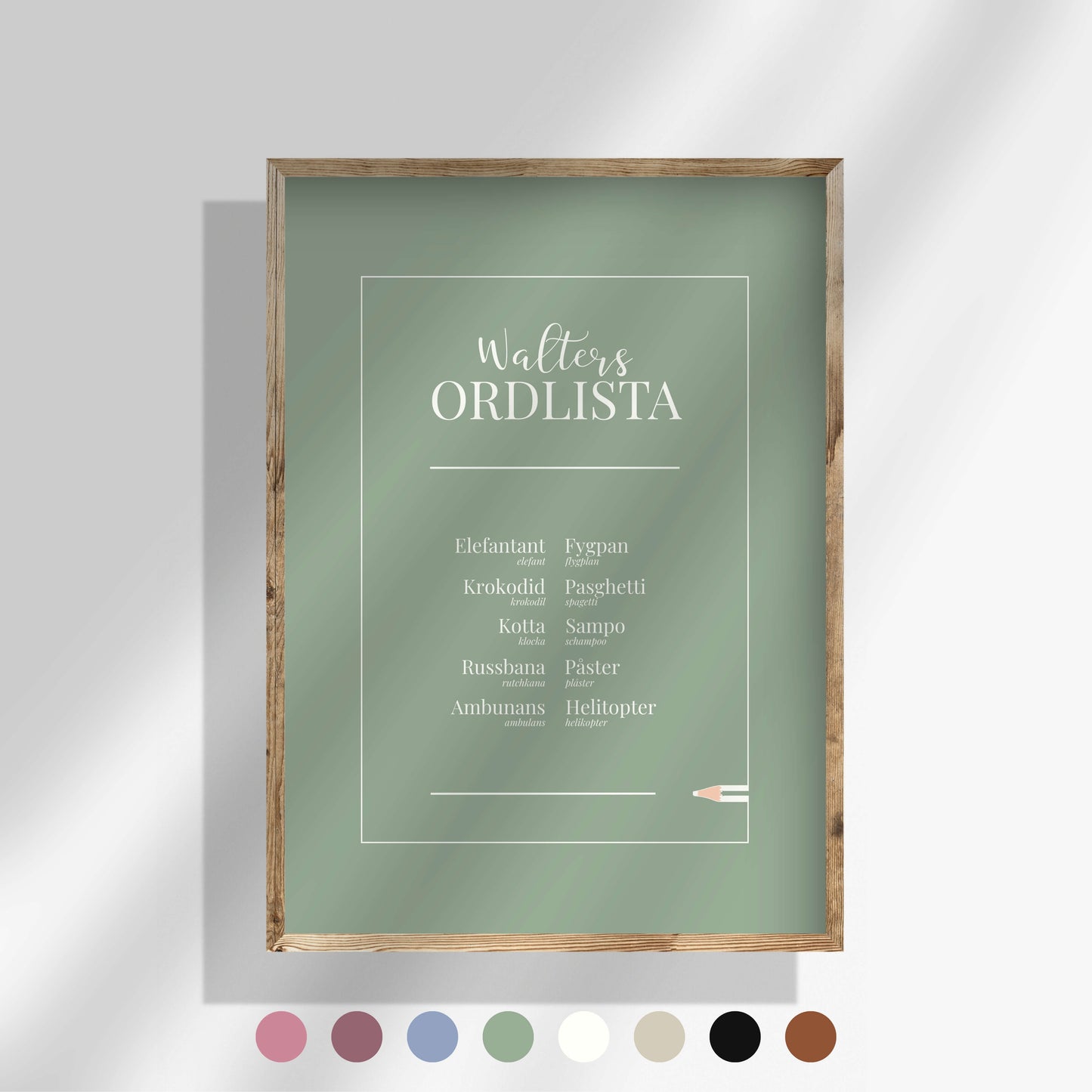 Ordlista helfärgad - Tio ord