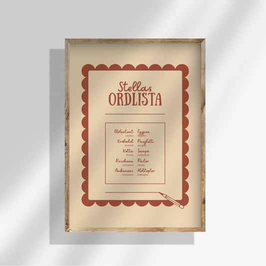 Ordlistposter i lekfull design som presentförslag