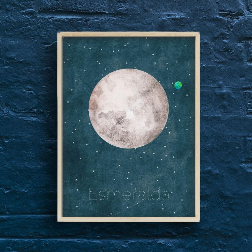 Barnposter med rymdmotiv som fångar barnets fantasi – en lugn och vacker poster rymden som passar perfekt i ett barnrum fyllt av drömmar.