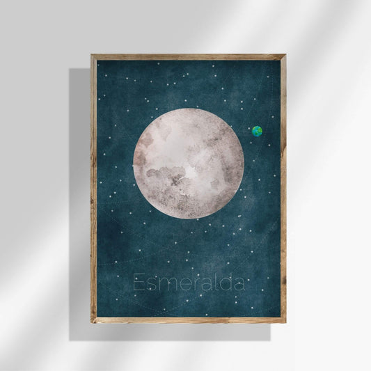 Barnrumsposter med rymdmotiv som skapar en trygg och drömsk plats för lek och fantasi – en poster rymden som låter barnets tankar sväva bland stjärnorna.