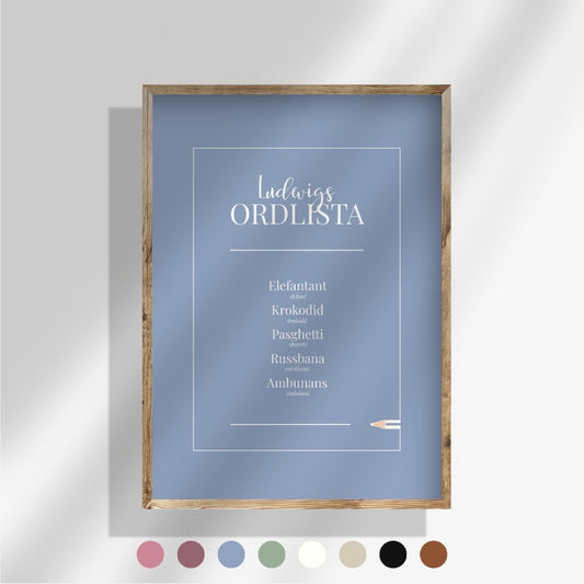 Blå och personlig ordlistposter - fånga ditt barns unika ord och bevara dem för alltid.