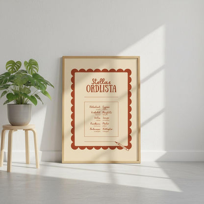 Ordlistposter i beige design i barnrumsmiljö