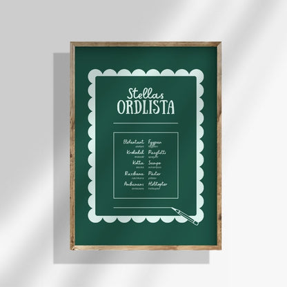 Ordlistposter i lekfull design som presentförslag