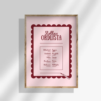 Ordlistposter i rosa design som passar perefekt i ett barnrum som i vardagsrummet