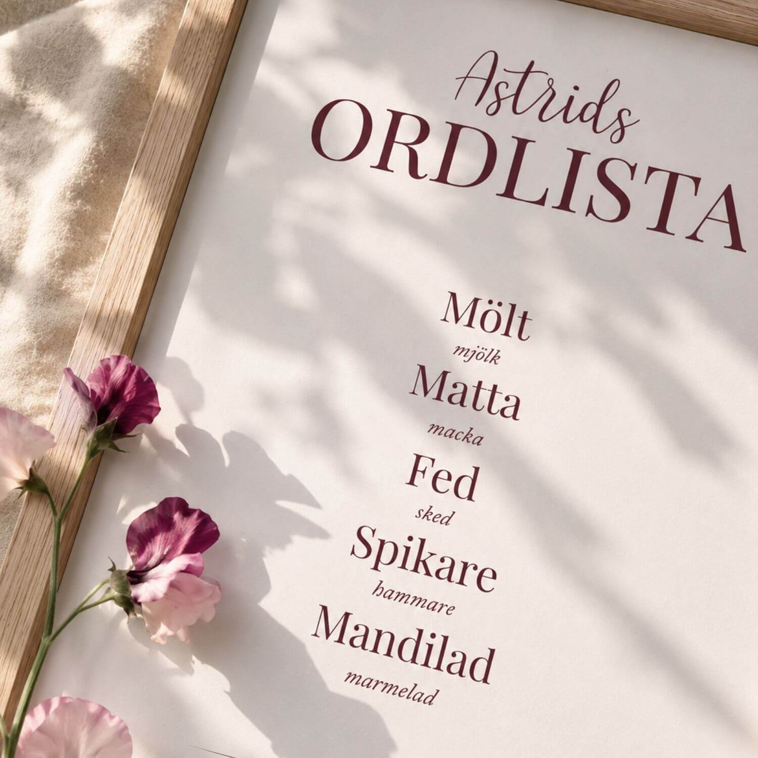 En personlig ordlistposter med ditt barns ord